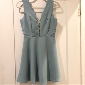 Fit and Flare Powder Blue Dress with Lace Size S